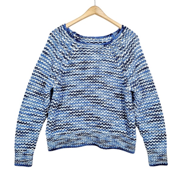 VINTAGE Chunky Marled Crochet Knit Raglan Sweater - Picture 2 of 9